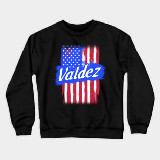 American Flag Valdez Family Gift For Men Women, Surname Last Name Crewneck Sweatshirt
